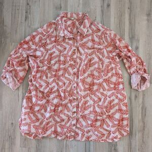 Duluth Trading Co. Women's Artisan Hemp Tunic Coral Tropical Print, 5X (B5)